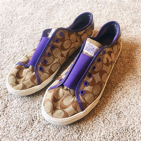 purple coach high top sneakers